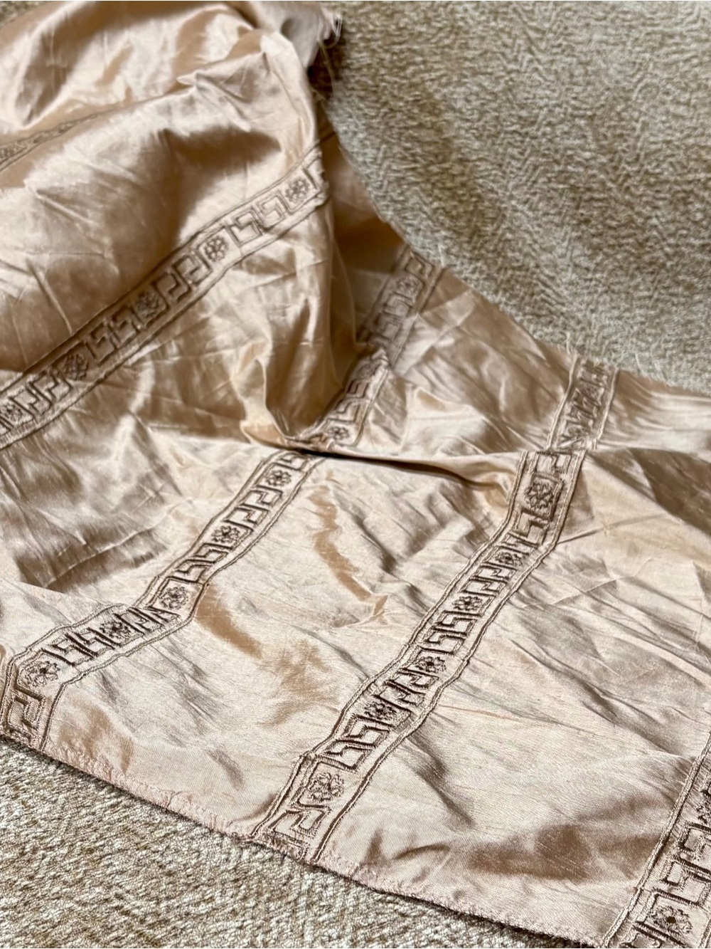 Vintage Kravet Couture Embroidered Silk Fabric